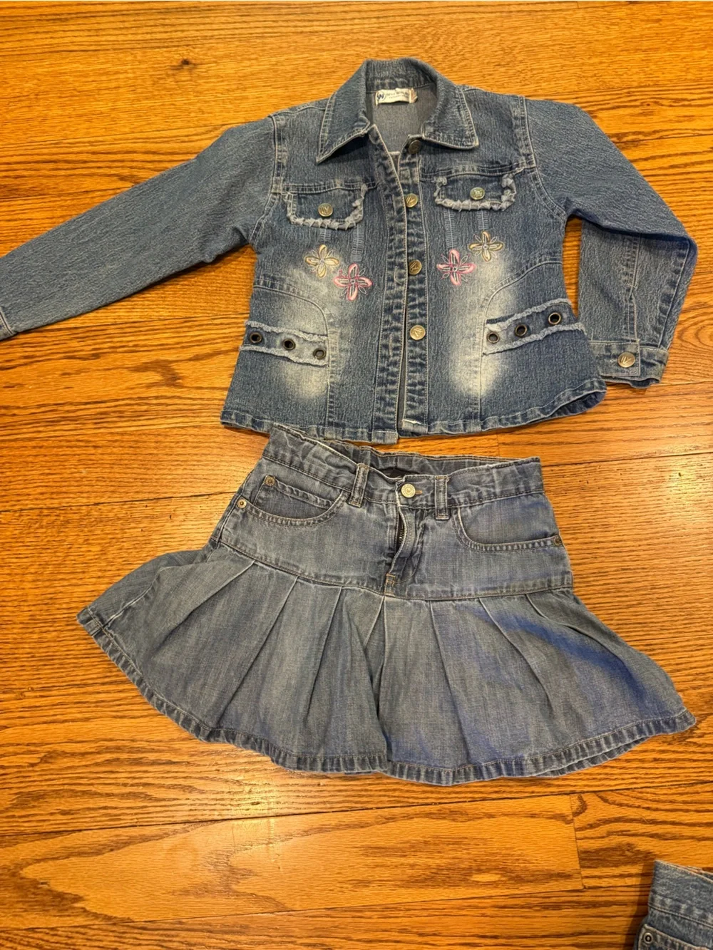 Girls' Blue Denim Jean Jacket with Skirt Set size 7